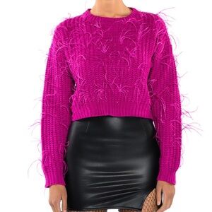Akira CUFFING SEASON FEATHER DETAIL SWEATER